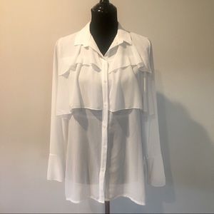 NWOT Sheer layered white blouse